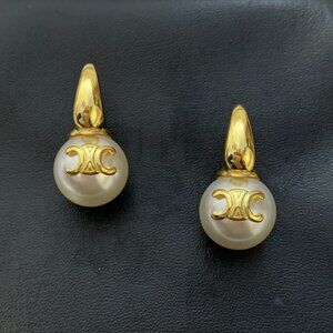 CELINE Pearl Circle Earrings